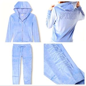 XL Victoria Secret PINK Baby Blue Velour Set